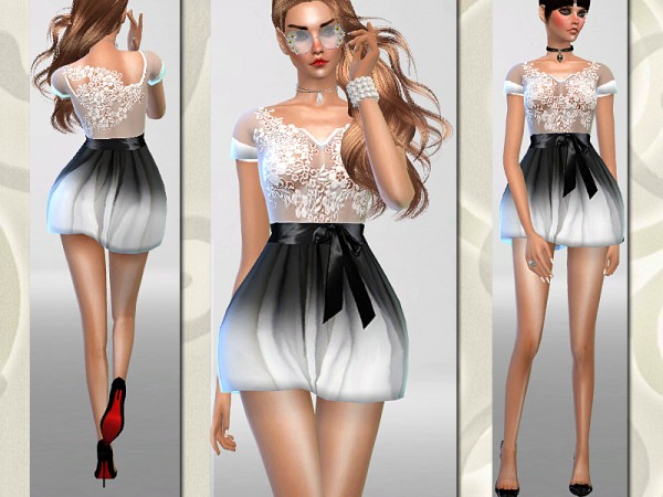  The Sims Resource: Ombre Lace Mini Dress by Pinkzombiecupcake