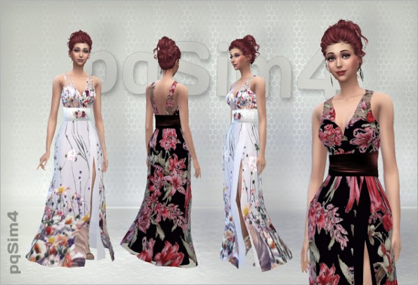  PQSims4: Long dresses with floral pattern