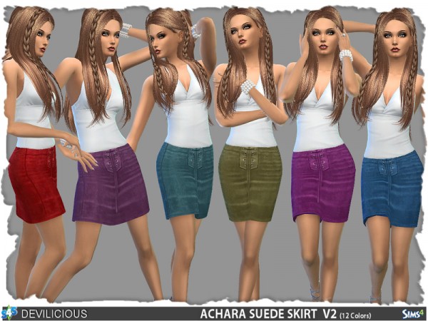  The Sims Resource: Achara Suede Skirts Set by Devilicious