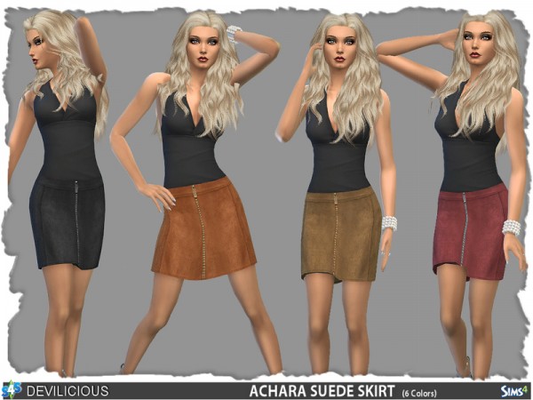  The Sims Resource: Achara Suede Skirts Set by Devilicious
