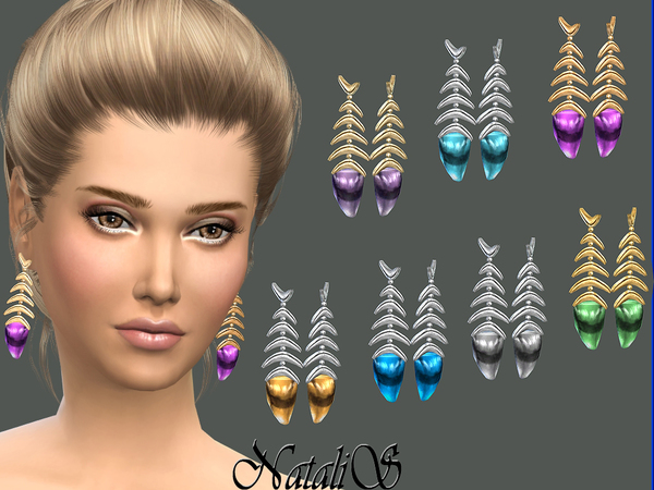  The Sims Resource: Fish bone earrings by NataliS