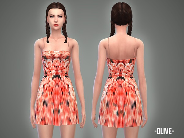  The Sims Resource: Olive   dress by April