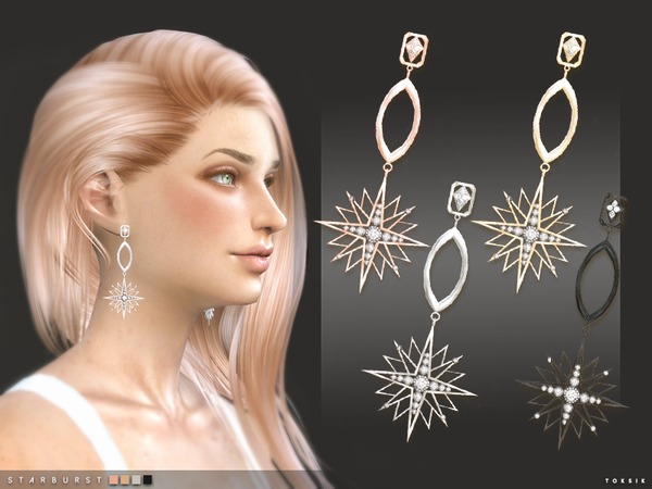  The Sims Resource: Starburst Earrings by toksik