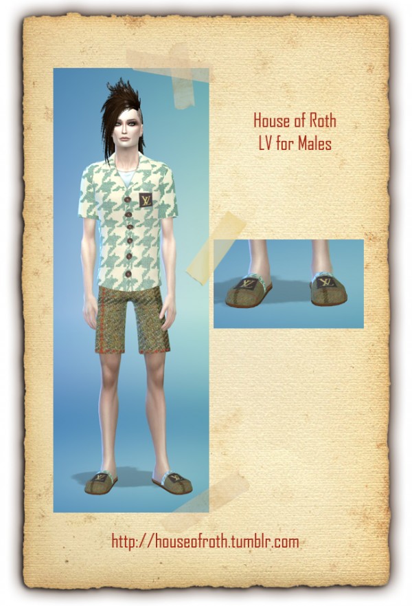  House of roth: Shorts, Shirt Set with matching slippers