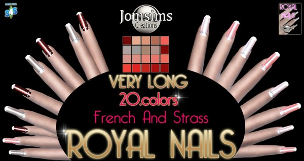  Jom Sims Creations: Eyelashes intrusion 4 and 5 faux cils 2D, Metal ongles long and Royal nails french et strass