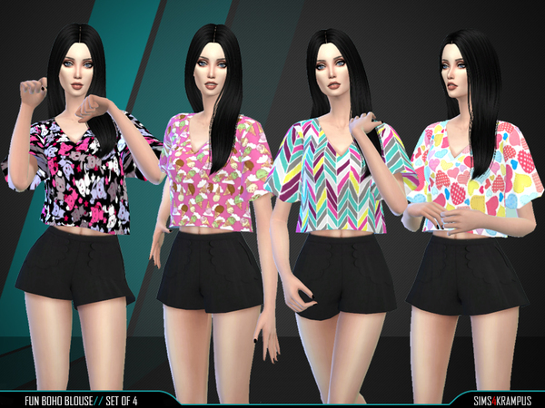  The Sims Resource: Fun Blouse Set of 4 by SIms 4 Krampus