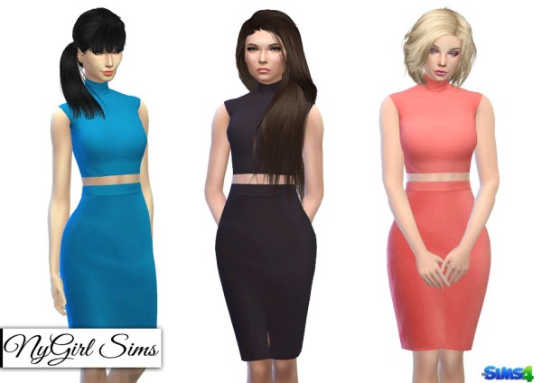  NY Girl Sims: Turtleneck Bodycon Two Piece Dress