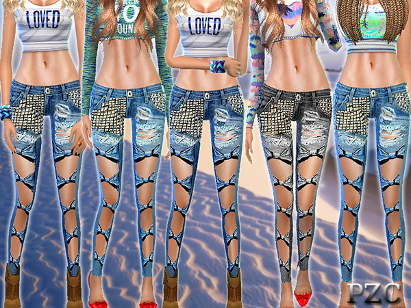  The Sims Resource: Destroyed Skinny Denim
