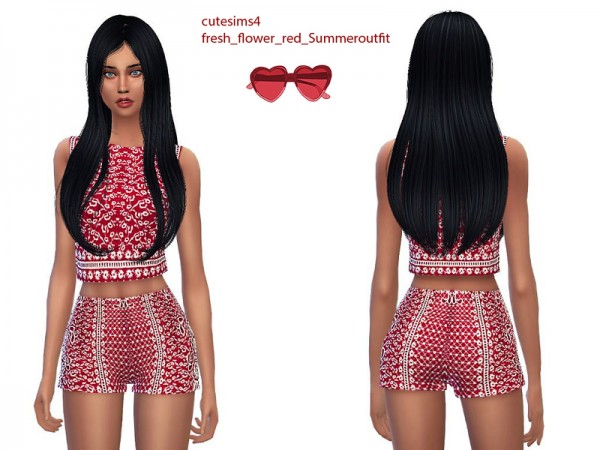  The Sims Resource: Fresh red flower summeroutfit by Sweetsims4