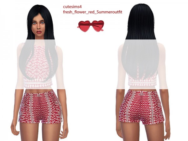  The Sims Resource: Fresh red flower summeroutfit by Sweetsims4