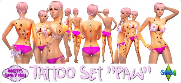  Annett`s Sims 4 Welt: Tattoo Set Paw