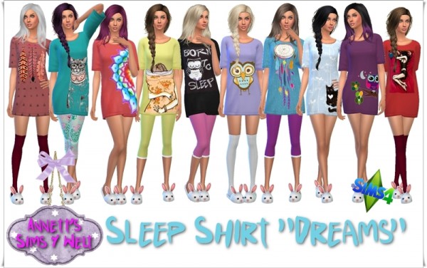  Annett`s Sims 4 Welt: Sleep Shirt Dreams by Annett Sims 4 Welt