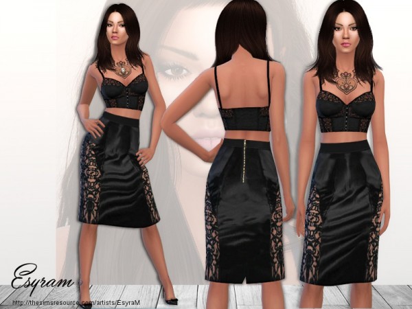  The Sims Resource: Pencil skirt and BustierTop set by EsyraM