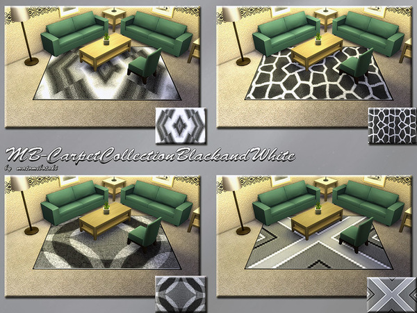  The Sims Resource: MB Carpet Collection Black and White by matomibotaki