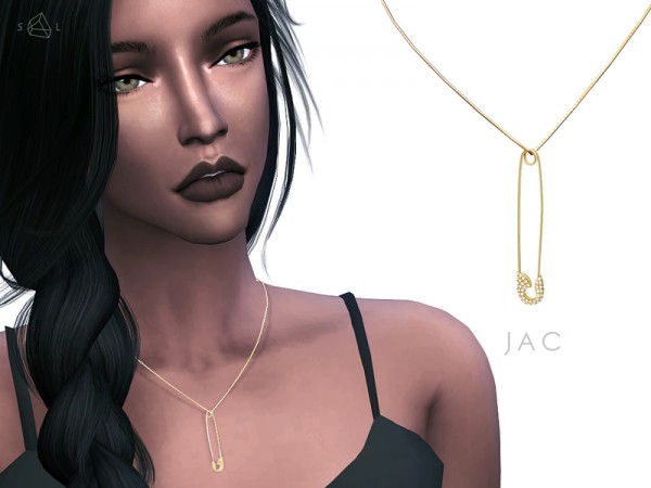  The Sims Resource: Safety Pin Earring & Necklace Set JAC by Starlord