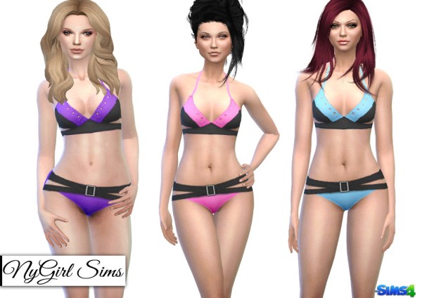  NY Girl Sims: Color Block Belted Bikini