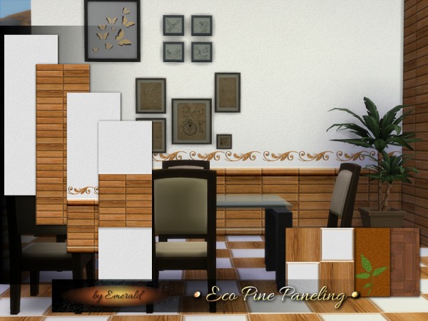  The Sims Resource: Eco Pine Paneling by Emerald