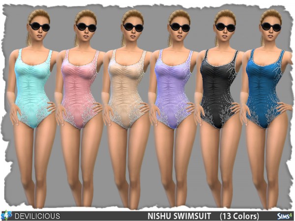  The Sims Resource: Nishu HotFix Rhinestone Swimsuit (13 Colors) by Devilicous