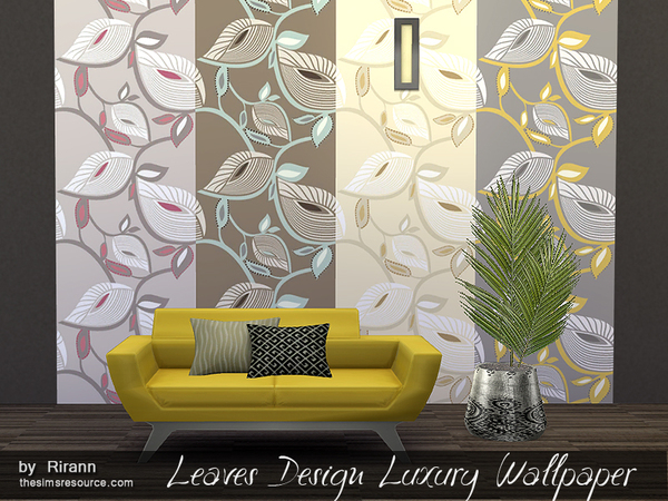  The Sims Resource: Leaves Design Luxury Wallpaper by Rirann