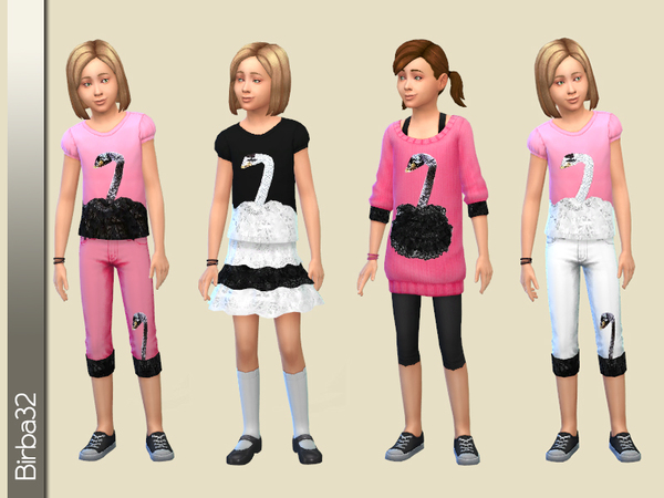  The Sims Resource: Black and white swan set by Birba32