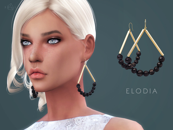  The Sims Resource: Gold plated horn earrings ELODIA by starlord