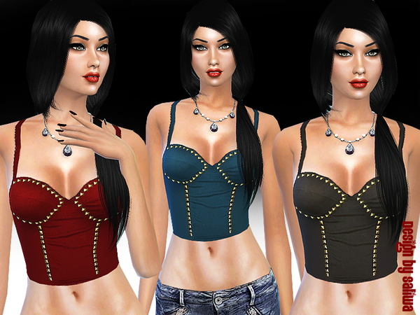  The Sims Resource: Studded Bustier by Saliwa