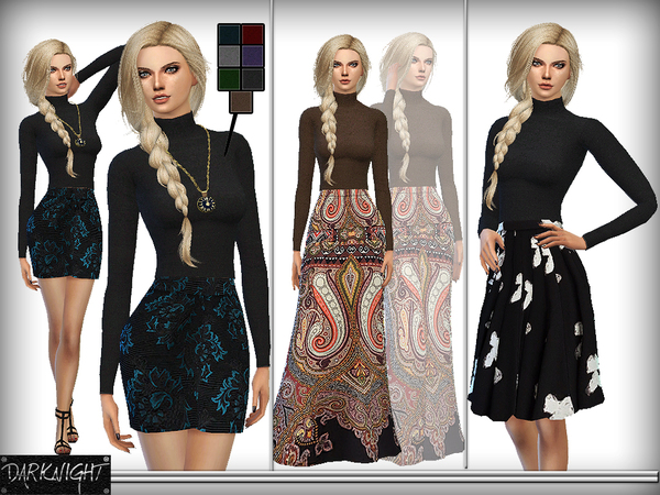  The Sims Resource: SET 04   High Waist Skirts and Belly Top by DarkNighTt