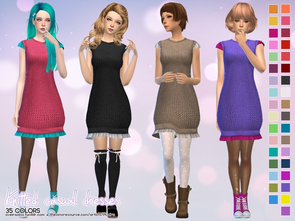  The Sims Resource: Knitted casual dresses by Aveira