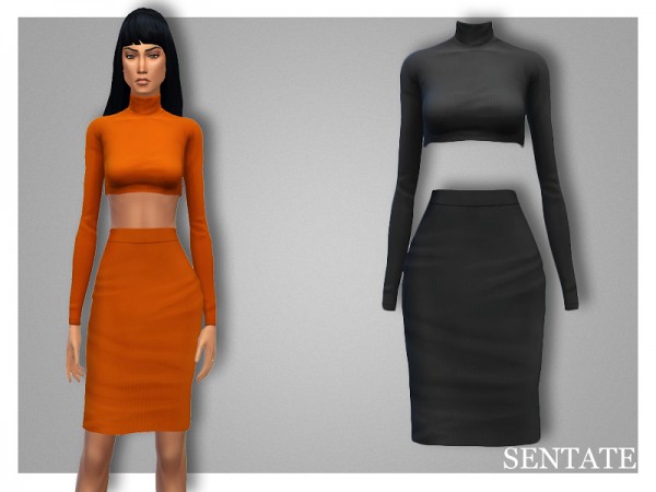  The Sims Resource: Verity Polo Neck & Pencil Skirt by Sentate