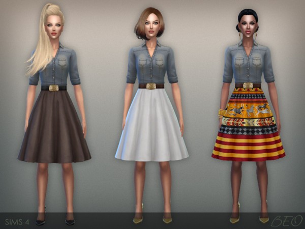  BEO Creations: Button shirt and fluffy skirt dress