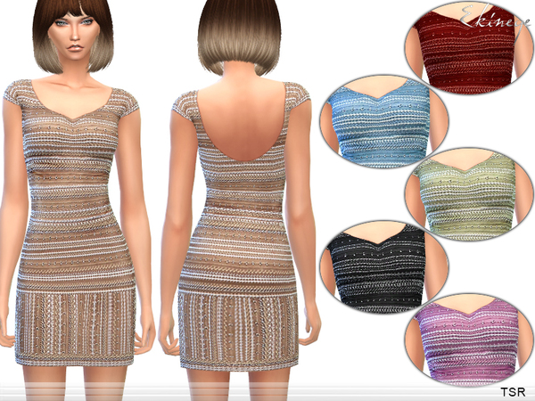 The Sims Resource: Sequin Embellished Mini Dress by ekinege