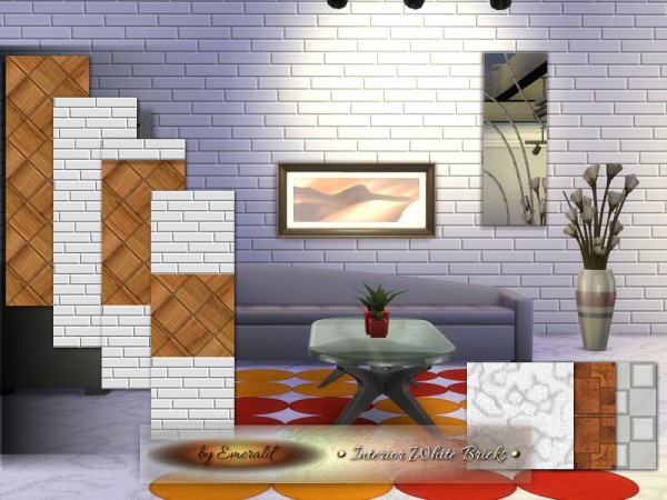  The Sims Resource: Interior White Bricks by Emerald