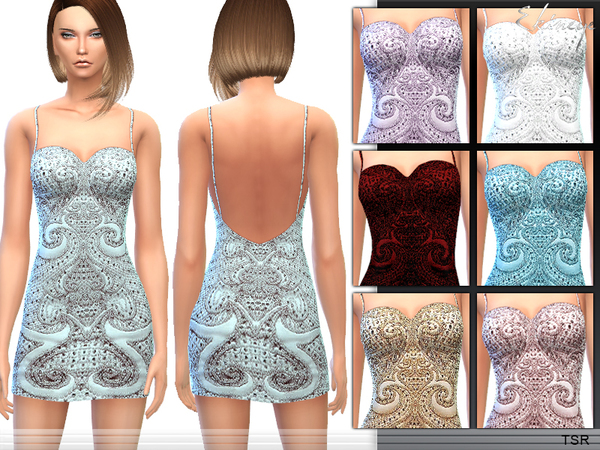  The Sims Resource: Beaded Spaghetti Strap Dress by ekinege