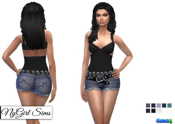  NY Girl Sims: Belt and Chain Denim Shorts