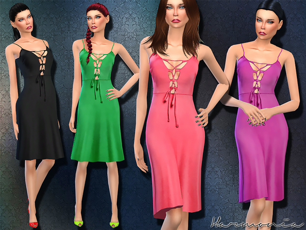  The Sims Resource: Day to Night Look Lace up Dress by Harmonia