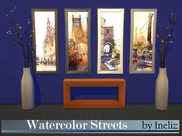  The Sims Resource: Watercolor Streets by Ineliz