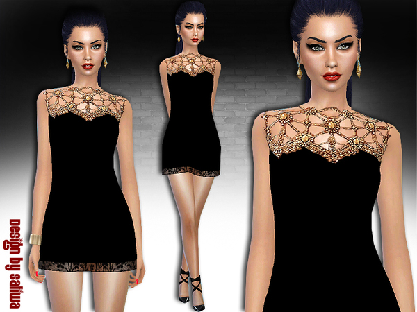  The Sims Resource: Embellished Pure Dress by Saliwa