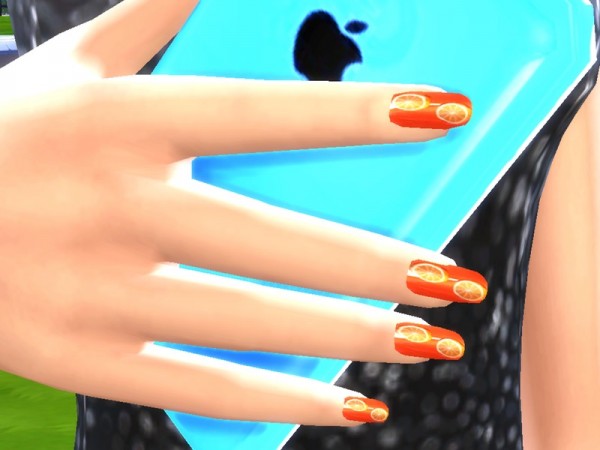  The Sims Resource: Orange Nails Mini Collection by Pinkzombiecupcake