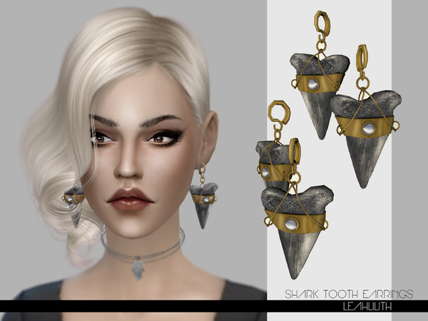  The Sims Resource: Shark Tooth Earrings by LeahLilith