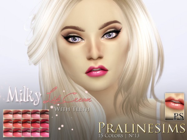  The Sims Resource: Milky Lip Cream Duo (+Teeth) by PralineSims