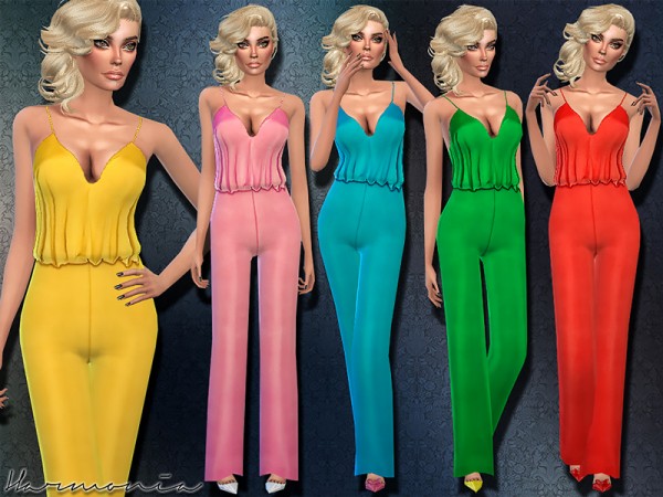  The Sims Resource: Embellished T bar Back Silk Jumpsuit by Harmonia