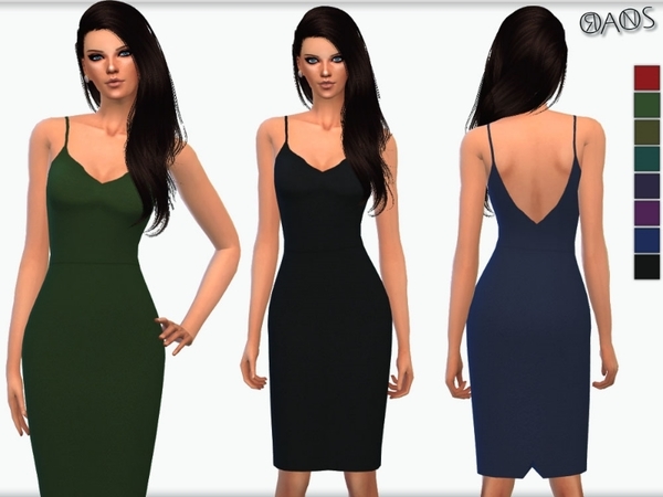  The Sims Resource: Cami Strap Slinky Dress by OranosTR
