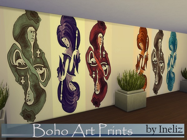  The Sims Resource: Boho Art Prints by Ineliz
