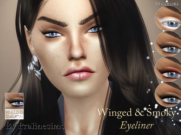  The Sims Resource: Winged & Smoky Eyeliner by Pralinesims