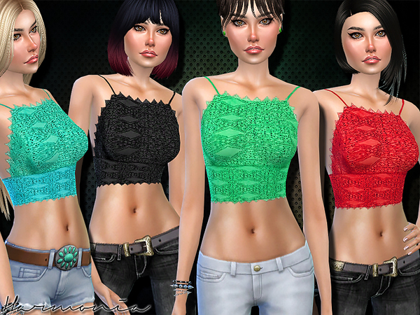  The Sims Resource: Offbeat Style Crop Crochet Top by Harmonia