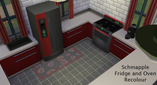  Mod The Sims: Schmapple Fridge and Oven Recoloured and Reduced to Sell!!! by Simmiller