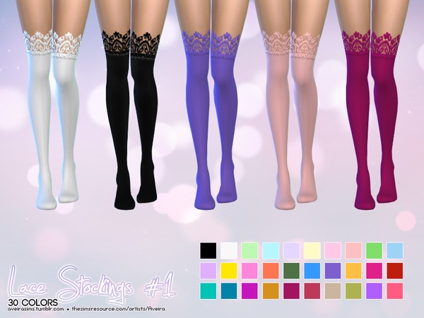  The Sims Resource: Lace Stockings #1 by Aveira