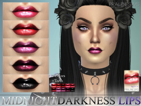  The Sims Resource: Midnight Darkness Lips | N26 +Teeth by Pralinesims