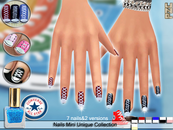 The Sims Resource: Converse Sport Nails Unique Collection by Pinkzombiecupcake