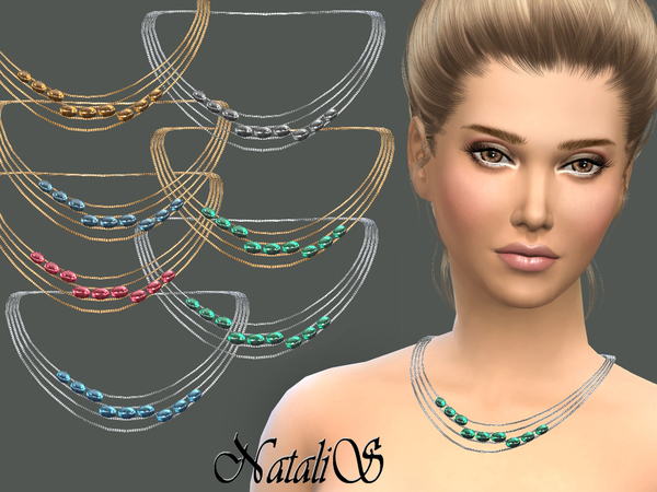  The Sims Resource: Multiwire necklace with cabochons by NataliS